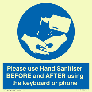 Please use Hand Sanitiser BEFORE and AFTER using the keyboard or phone